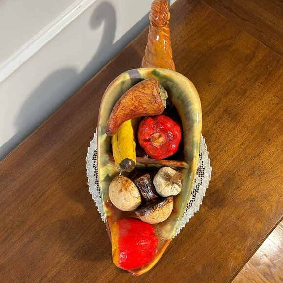 MCM ceramic Cornucopia Horn of Plenty divided 18” centerpiece - Picture 5 of 10